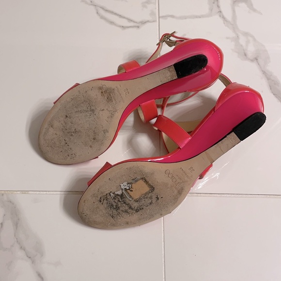 Jimmy Choo “Chiara” crisscross patent leather sandals, pink - Picture 6 of 7